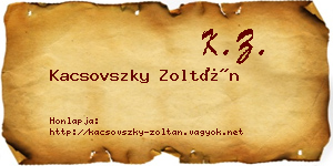 Kacsovszky Zoltán névjegykártya