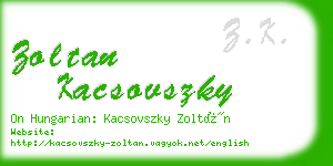 zoltan kacsovszky business card